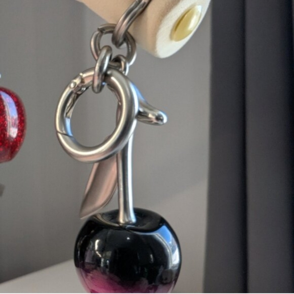 Elegant Silver and Black Cherry Ornament